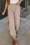 Plaid Print Elastic Waist Bow Tie Jogger Pants