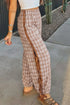 Plaid Print Elastic Waist Bow Tie Jogger Pants