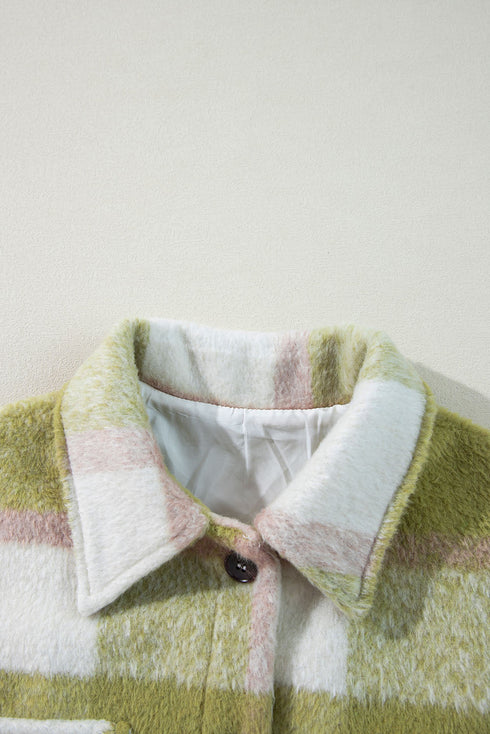 Plaid Print Flap Pocket Button Front Baggy Shacket