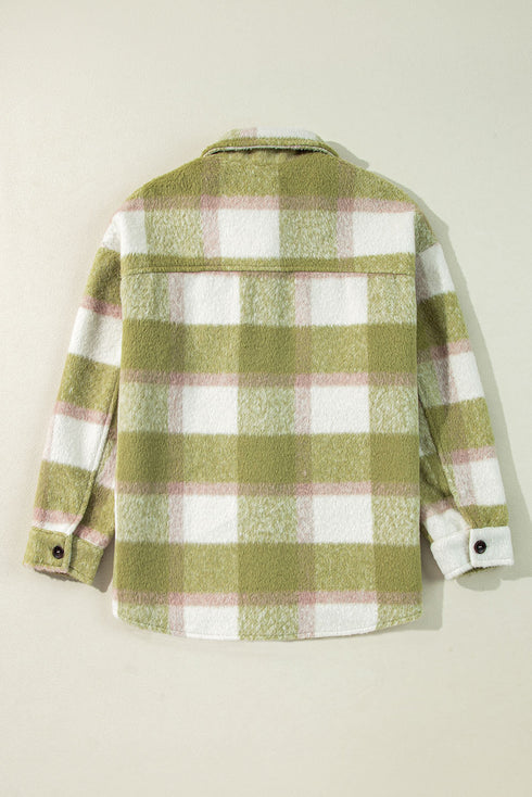Plaid Print Flap Pocket Button Front Baggy Shacket