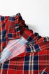 Plaid Print Frilly Collar Long Sleeve Shift Mini Dress