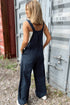 Plaid Print High Waist Buttoned Pocketed Wide Leg Jumpsuit