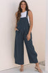 Plaid Print High Waist Buttoned Pocketed Wide Leg Jumpsuit