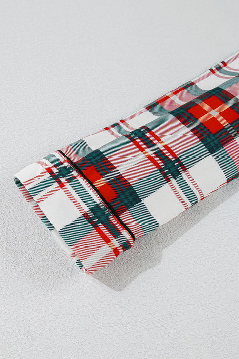 Plaid Print Long Sleeve Two Piece Pajama Set Sleepwear