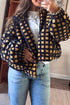 Plaid Print Plush Sherpa Fleece Zip Up Lined Jacket