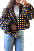 Plaid Print Plush Sherpa Fleece Zip Up Lined Jacket
