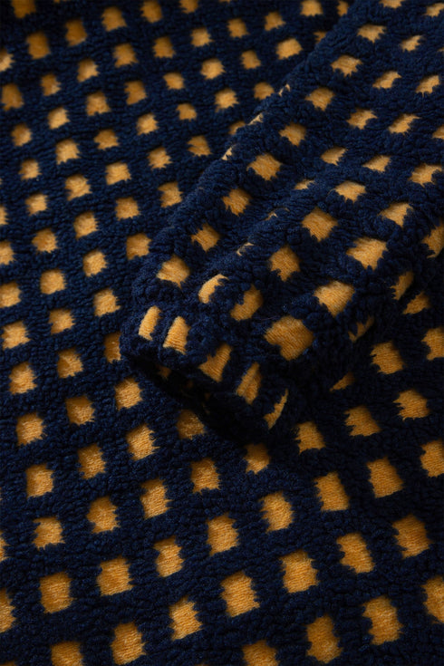 Plaid Print Plush Sherpa Fleece Zip Up Lined Jacket