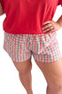 Plaid Print Relaxed Fit Easy Pull On Lounge Shorts