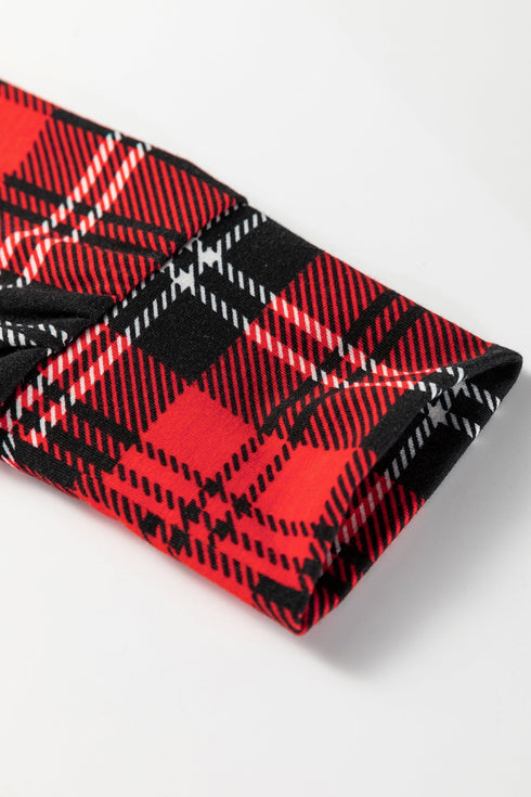 Plaid Print Round Neck Long Sleeve Two Piece Lounge Set