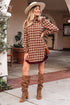 Plaid Print Ruffled Long Sleeve Patchwork Hem Mini Dress