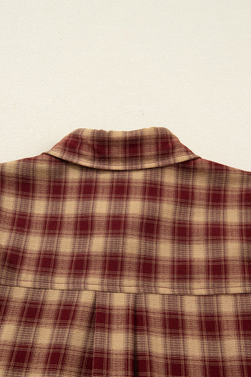 Plaid Print Ruffled Long Sleeve Patchwork Hem Mini Dress