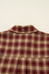 Plaid Print Ruffled Long Sleeve Patchwork Hem Mini Dress