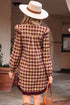 Plaid Print Ruffled Long Sleeve Patchwork Hem Mini Dress