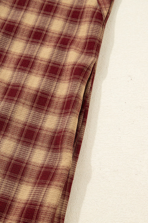 Plaid Print Ruffled Long Sleeve Patchwork Hem Mini Dress