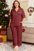 Plaid Print Short Sleeve Wide Leg Two Piece Loungewear