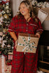 Plaid Print Short Sleeve Wide Leg Two Piece Loungewear