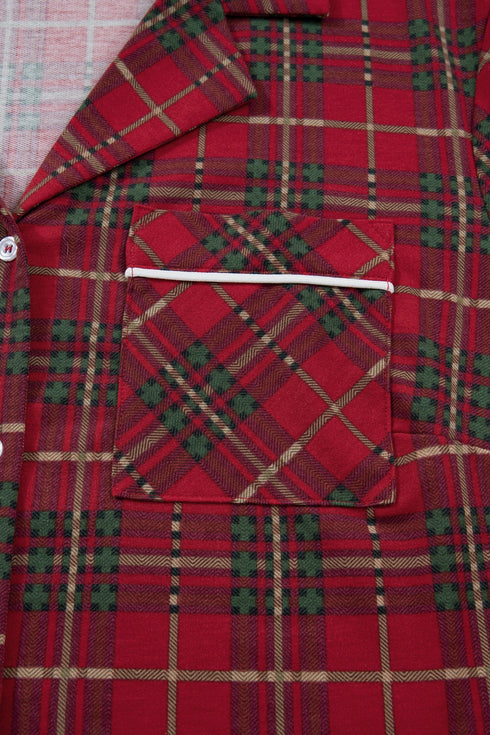 Plaid Print Short Sleeve Wide Leg Two Piece Loungewear