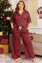 Plaid Print Short Sleeve Wide Leg Two Piece Loungewear