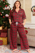 Plaid Print Short Sleeve Wide Leg Two Piece Loungewear