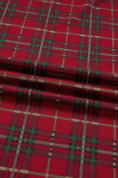 Plaid Print Short Sleeve Wide Leg Two Piece Loungewear