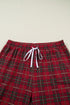 Plaid Print Short Sleeve Wide Leg Two Piece Loungewear