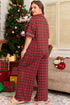 Plaid Print Short Sleeve Wide Leg Two Piece Loungewear