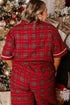 Plaid Print Short Sleeve Wide Leg Two Piece Loungewear