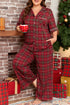 Plaid Print Short Sleeve Wide Leg Two Piece Loungewear