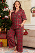 Plaid Print Short Sleeve Wide Leg Two Piece Loungewear
