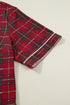 Plaid Print Short Sleeve Wide Leg Two Piece Loungewear