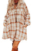 Plaid Print Side Pockets Frilled Babydoll Mini Dress