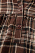 Plaid Print V Neck Balloon Sleeve Woven Top