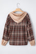 Plaid Print V Neck Balloon Sleeve Woven Top