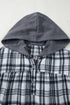 Plaid Print V Neck Balloon Sleeve Woven Top