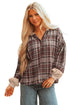Plaid Print V Neck Balloon Sleeve Woven Top