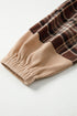 Plaid Print V Neck Balloon Sleeve Woven Top