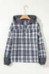 Plaid Print V Neck Balloon Sleeve Woven Top