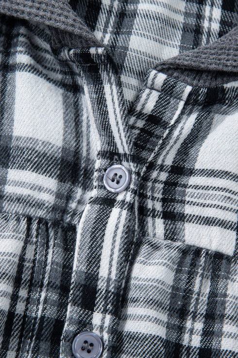 Plaid Print V Neck Balloon Sleeve Woven Top