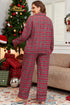 Plaid Print Wide Leg Shirt And Pant Loungewear