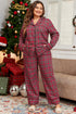 Plaid Print Wide Leg Shirt And Pant Loungewear