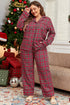 Plaid Print Wide Leg Shirt And Pant Loungewear