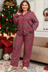 Plaid Print Wide Leg Shirt And Pant Loungewear