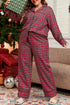 Plaid Print Wide Leg Shirt And Pant Loungewear