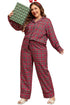 Plaid Print Wide Leg Shirt And Pant Loungewear