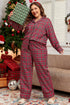 Plaid Print Wide Leg Shirt And Pant Loungewear