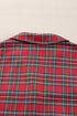 Plaid Print Wide Leg Shirt And Pant Loungewear