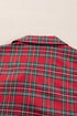Plaid Print Wide Leg Shirt And Pant Loungewear