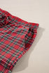 Plaid Print Wide Leg Shirt And Pant Loungewear