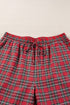 Plaid Print Wide Leg Shirt And Pant Loungewear