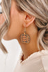 Plaid Print Wood Pumpkin Shape Drop Earrings